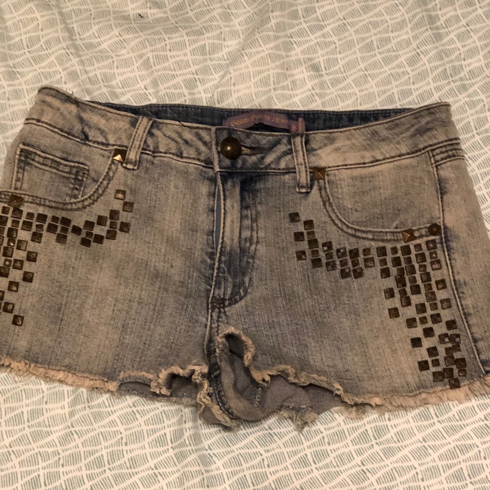 Studded light blue shorts